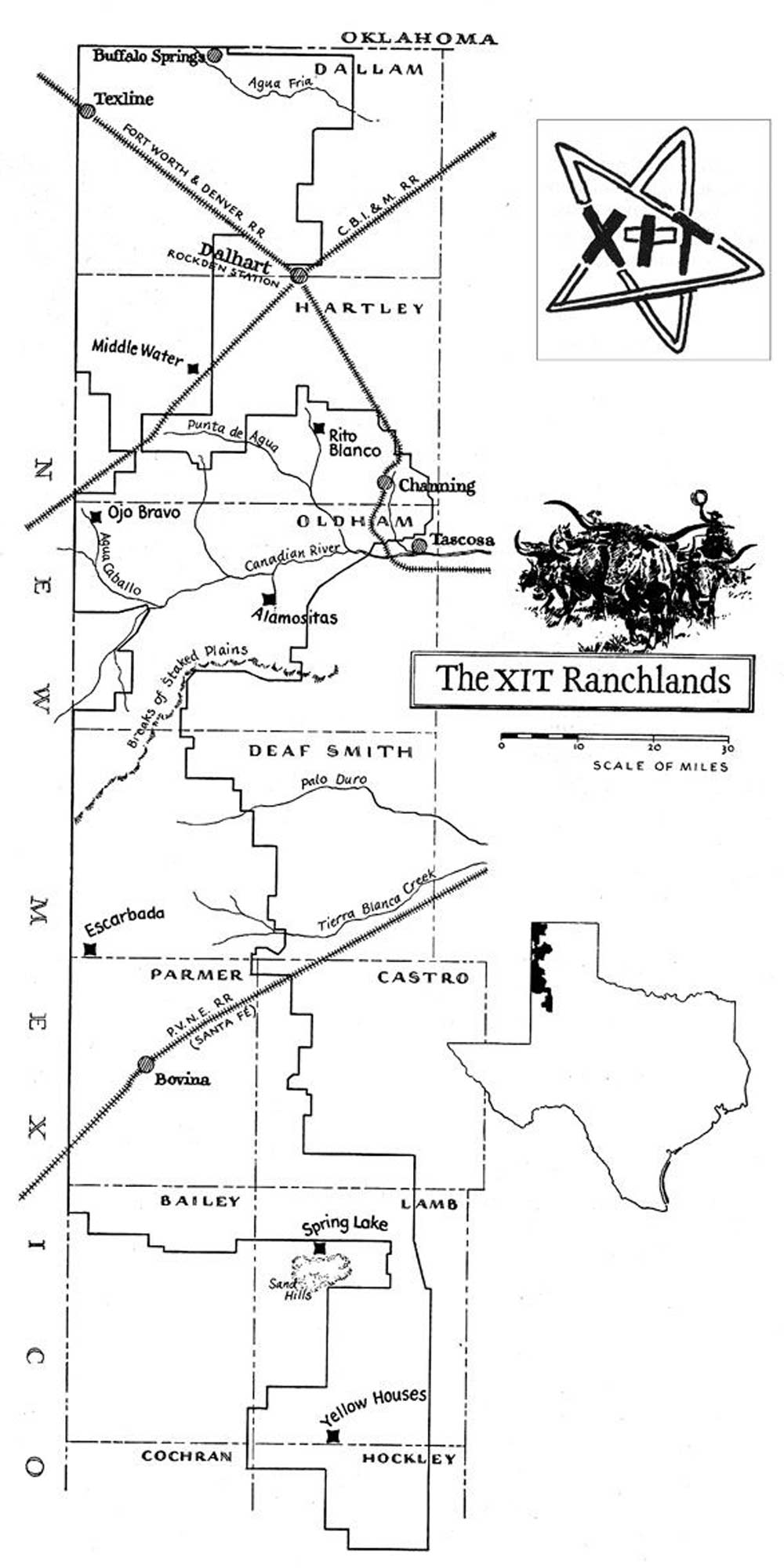 Map of XIT Ranch